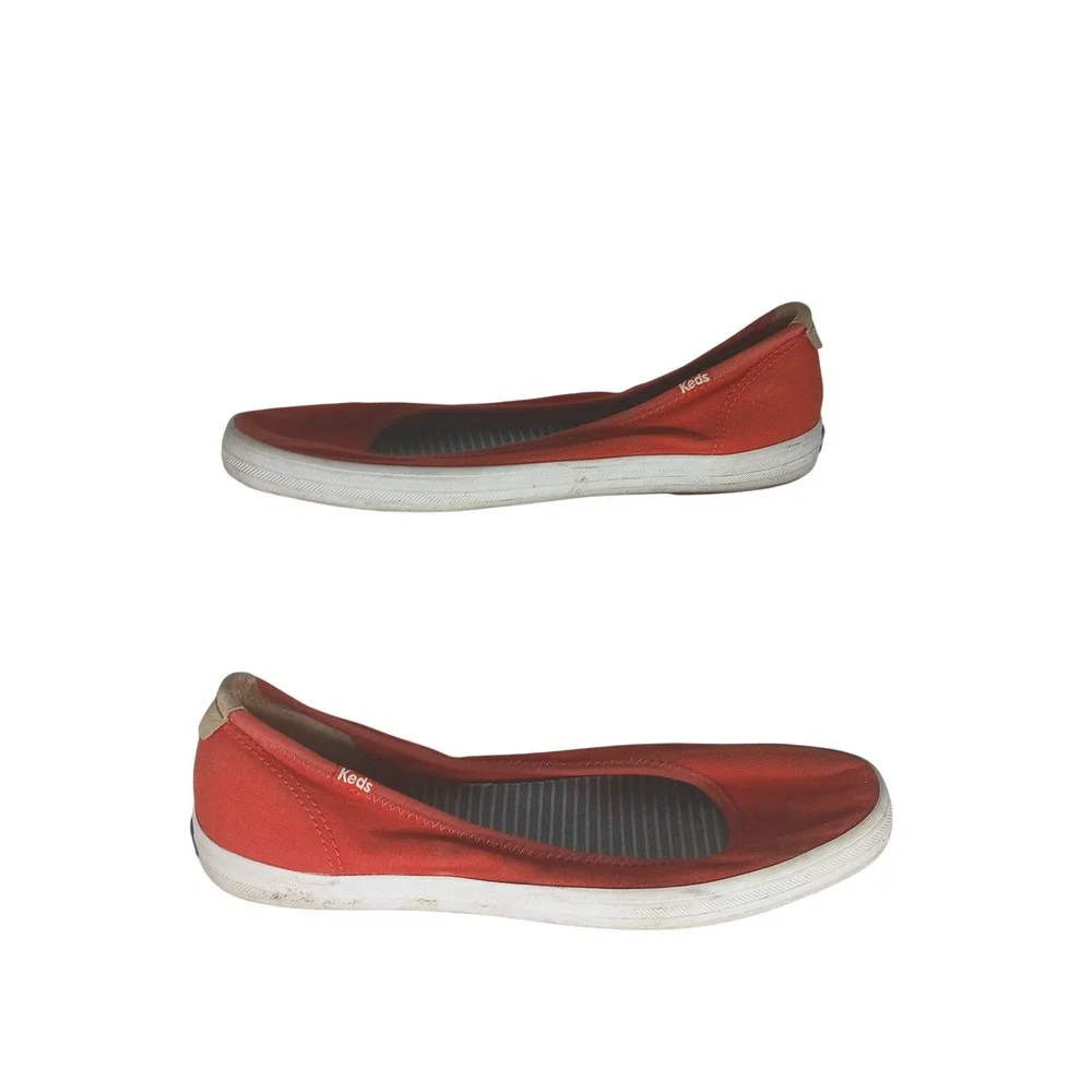 Keds Ballet Flats 11 Red Canvas Dream Foam Slip‎ On WF61839 Preppy Casual